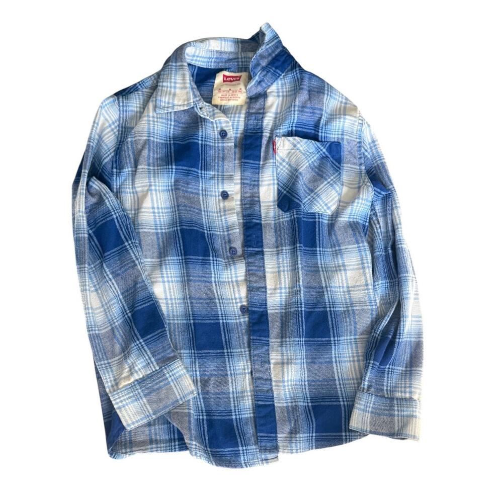 Levi’s Blue Flannel Plaid Long-Sleeve Shirt - Youth Medium (10-12)